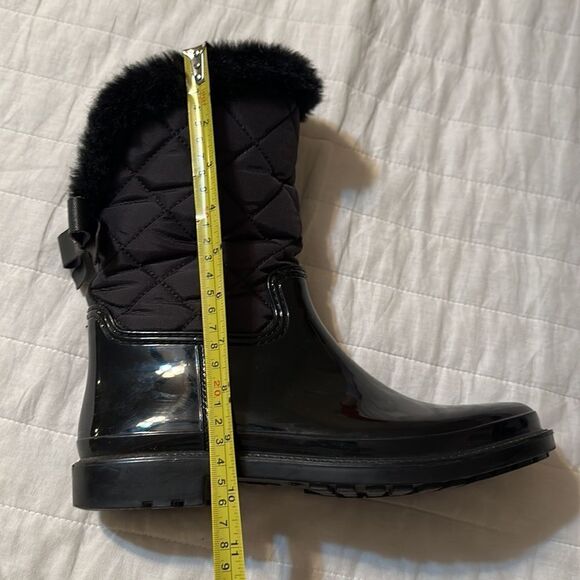 Kate Spade 9M Black Rubber Fleece Faux Fur Lined Rain Winter Pull-On Boots - Picture 11 of 15